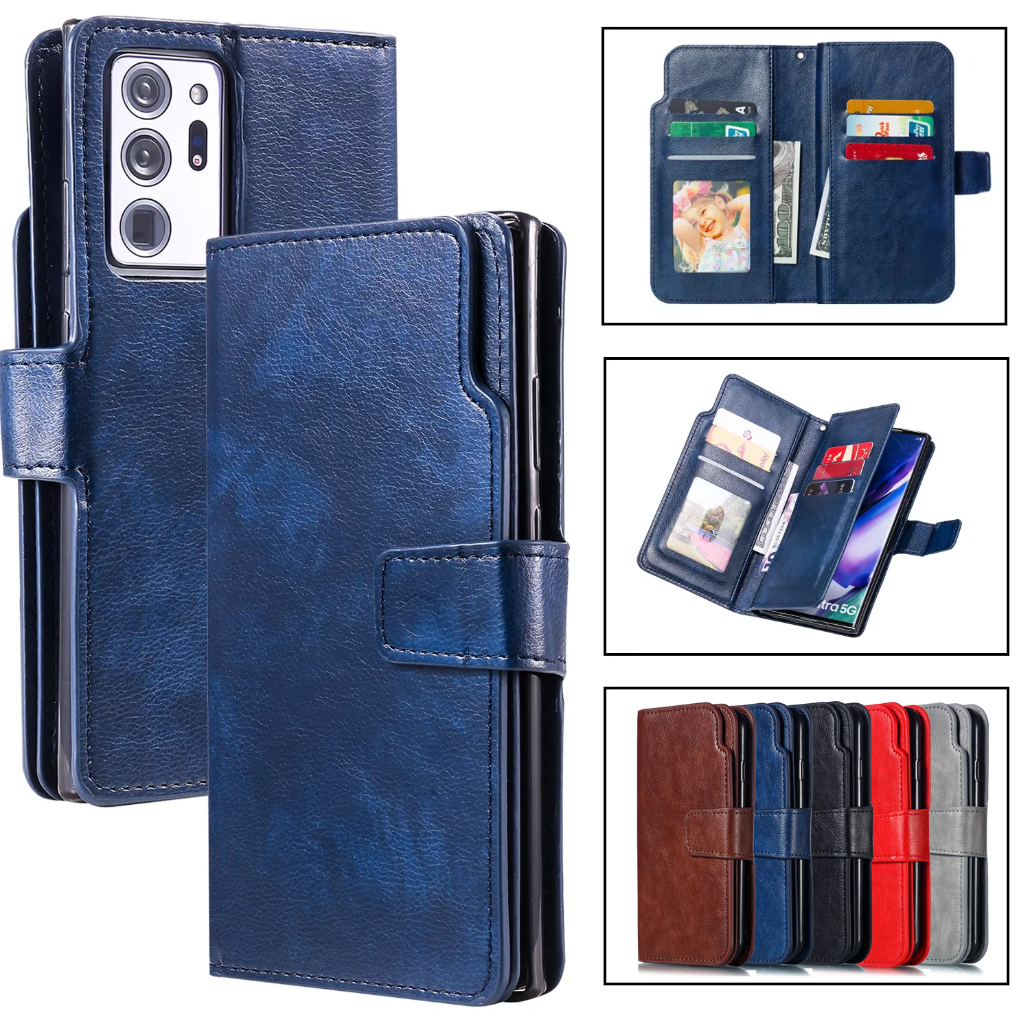 Casing Kulit Untuk Samsung Galaxy S24 S25 S26 Ultra S23 FE S22 S20 S21 S10 Plus Note 10 20 9 5G Flip Slot Kartu Dompet Penutup Ponsel