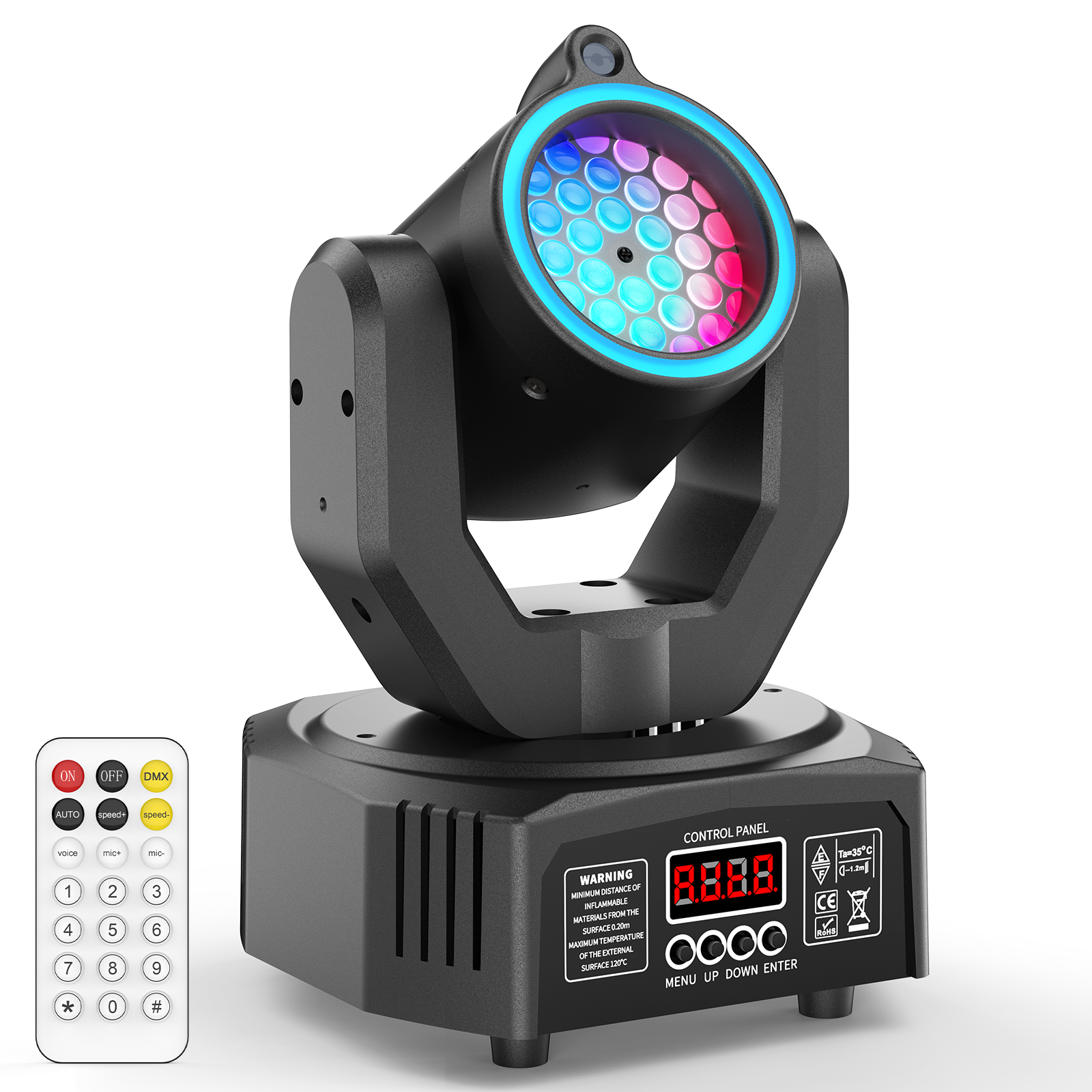 U'King Mini 30W Ruchoma Głowica Beam Pattern RGB DMX z Efektami Stroboskopowymi i Aktywacją Dźwiękiem, Światło Sceniczne na Imprezy DJ Disco, Boże Narodzenie