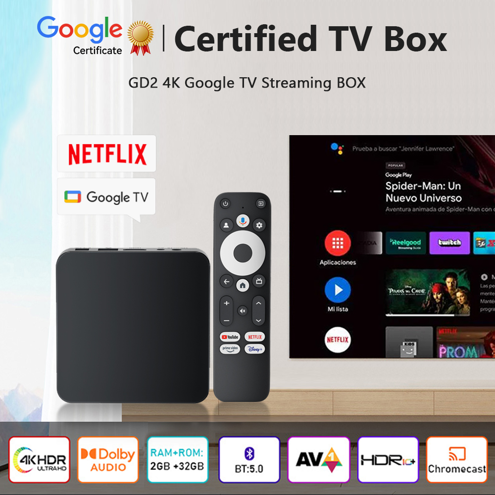 Dcolor GD2 TV Box с процессором Android 12 Amlogic S905Y4 2 ГБ ОЗУ 32 ГБ Storage Supports AV1 4K H.265 1080P WiFi Bluetooth Voi