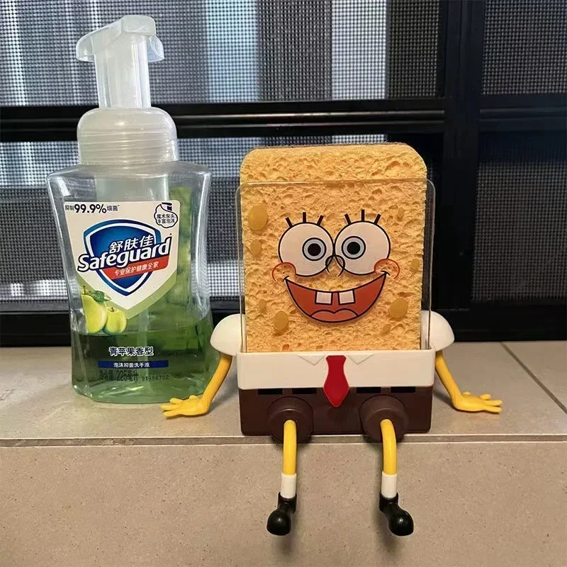 Bob Esponja SquarePants Escova De Lavagem De Prato, Suprimentos De Cozinha, Rack De Drenagem, Pratos De Limpeza Escovas, Esfoliante Reutilizável, Esfregão