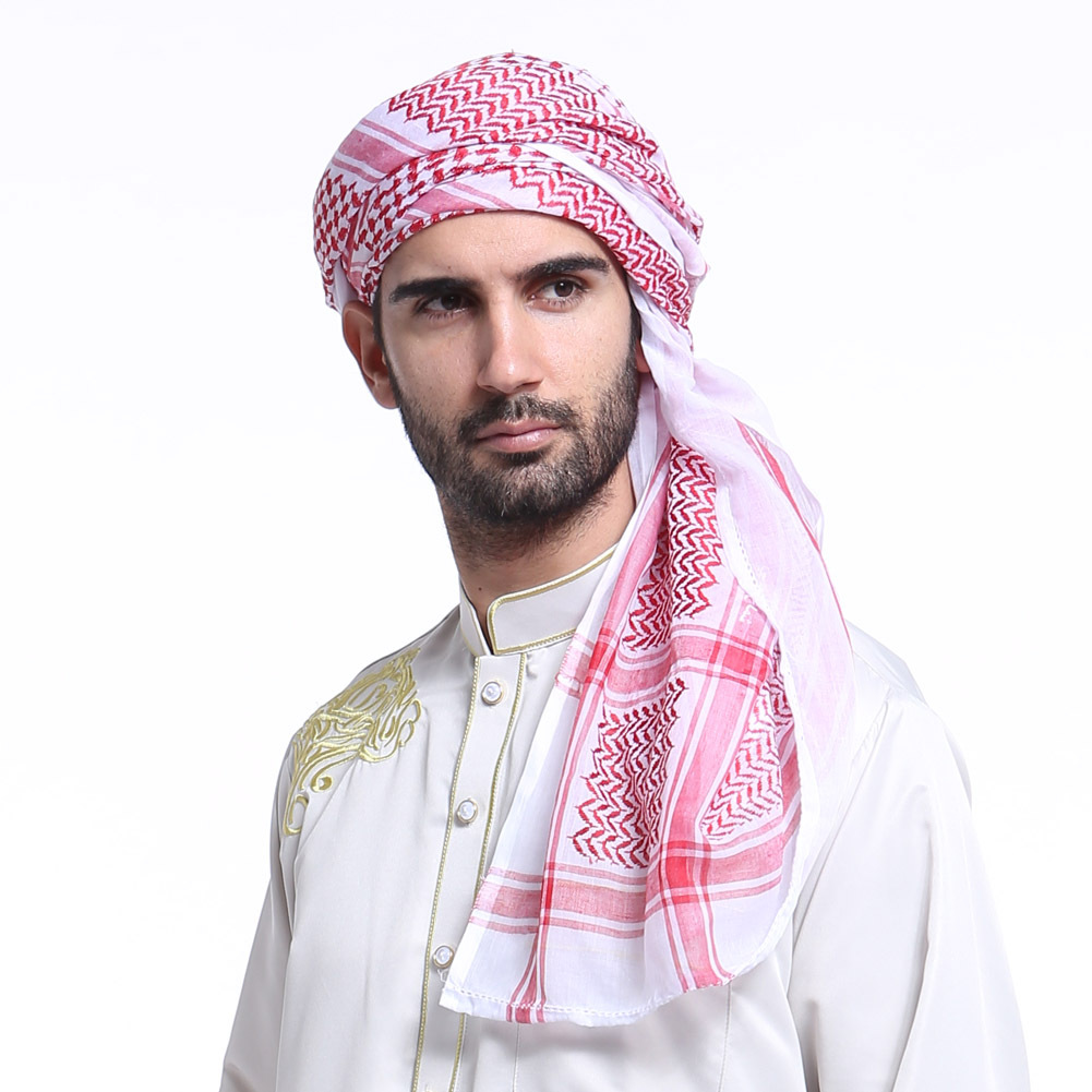 Muçulmano cabeça cachecol para homens, Hijab, árabe saudita, Oriente Médio, Keffiyeh Lenços, Vestuário islâmico, Masculino Turbante, Shemagh Muhammad Hat