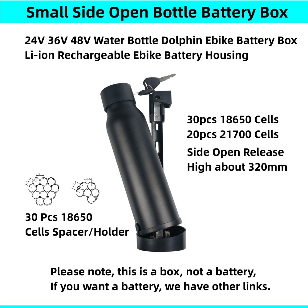 30 pcs 18650 cells New Water Bottle Electric Bike Battery Box 36v City Bike Commuter Ebike Battery Box Case Black Red Blue Color