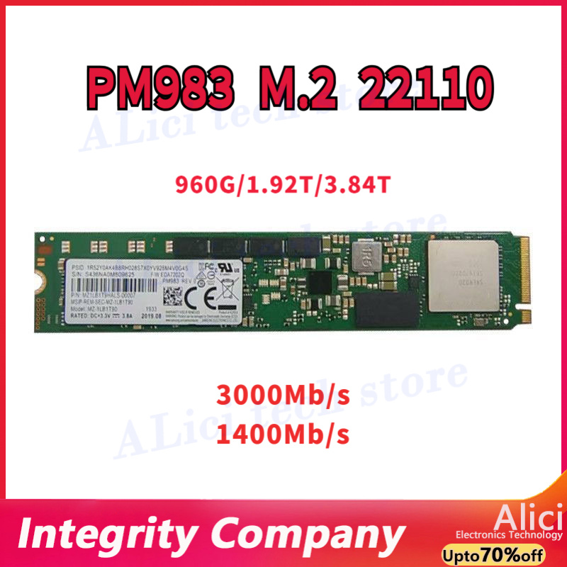 Unidade de estado sólido PM983 960G 1.92T 3.84T M.2 NVME 22110 de nível empresarial é compatível com Samsung.