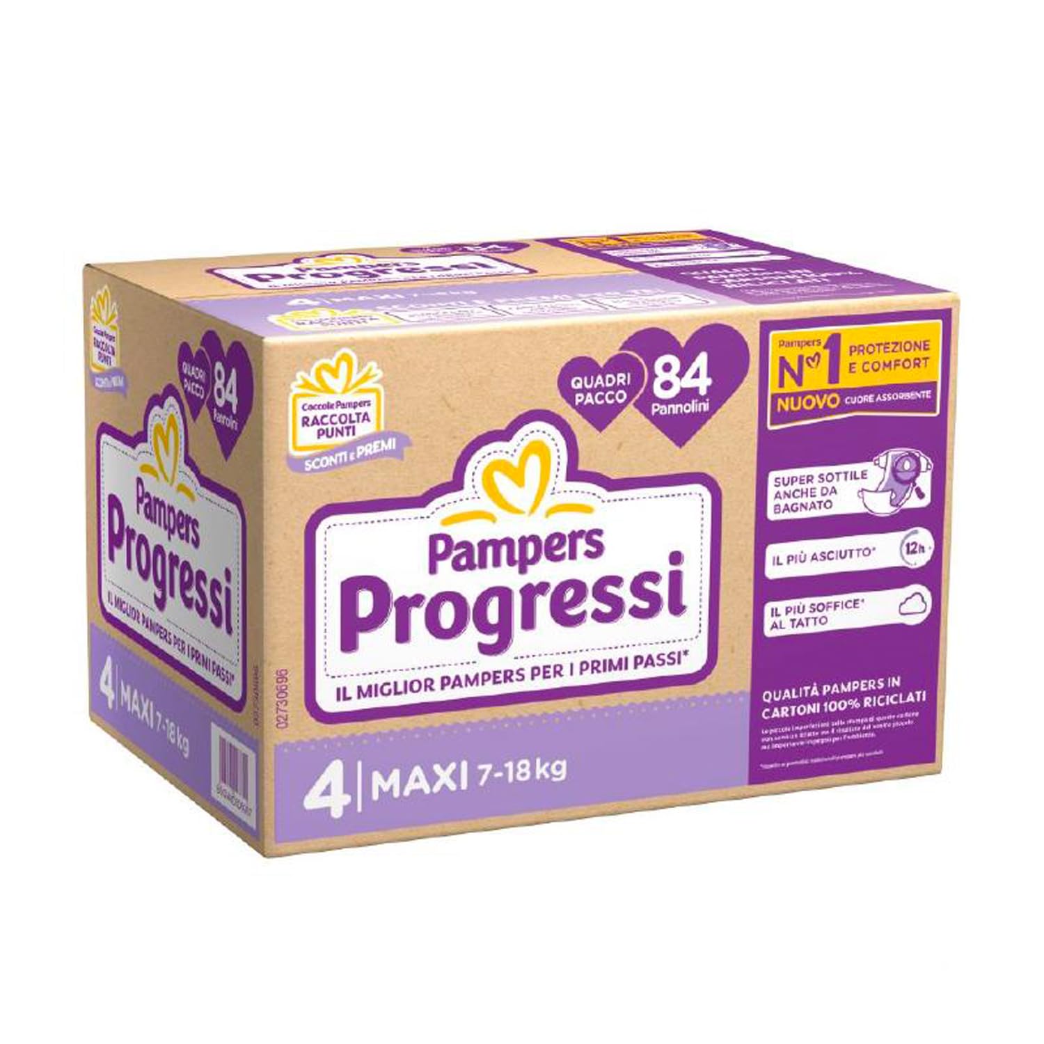 PACOTE QUADERS PAMPERS PROGRESS MAXI 84 PANNOLINI