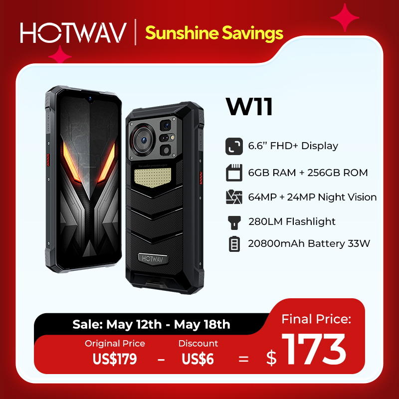 Hotwav w11 telefone robusto 280lm lanterna 6.6 ''fhd + 20800mah bateria smartphone 24mp visão noturna 33w carregamento rápido telefone móvel