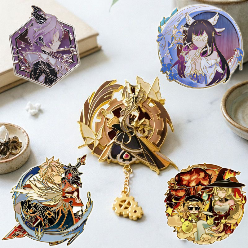 Genshin Impact Sandrone 코스프레 배지 애니메이션 Columbina Varka Alice Klee Durin 할로윈 파티 의상 액세서리 배낭 핀