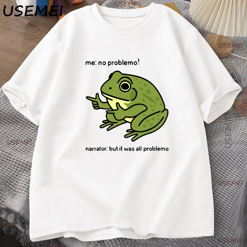 Camiseta divertida de rana Me No Problem, camisetas gráficas, camiseta informal de manga corta de algodón con cuello redondo, ropa de diseñador para hombre, ropa de calle