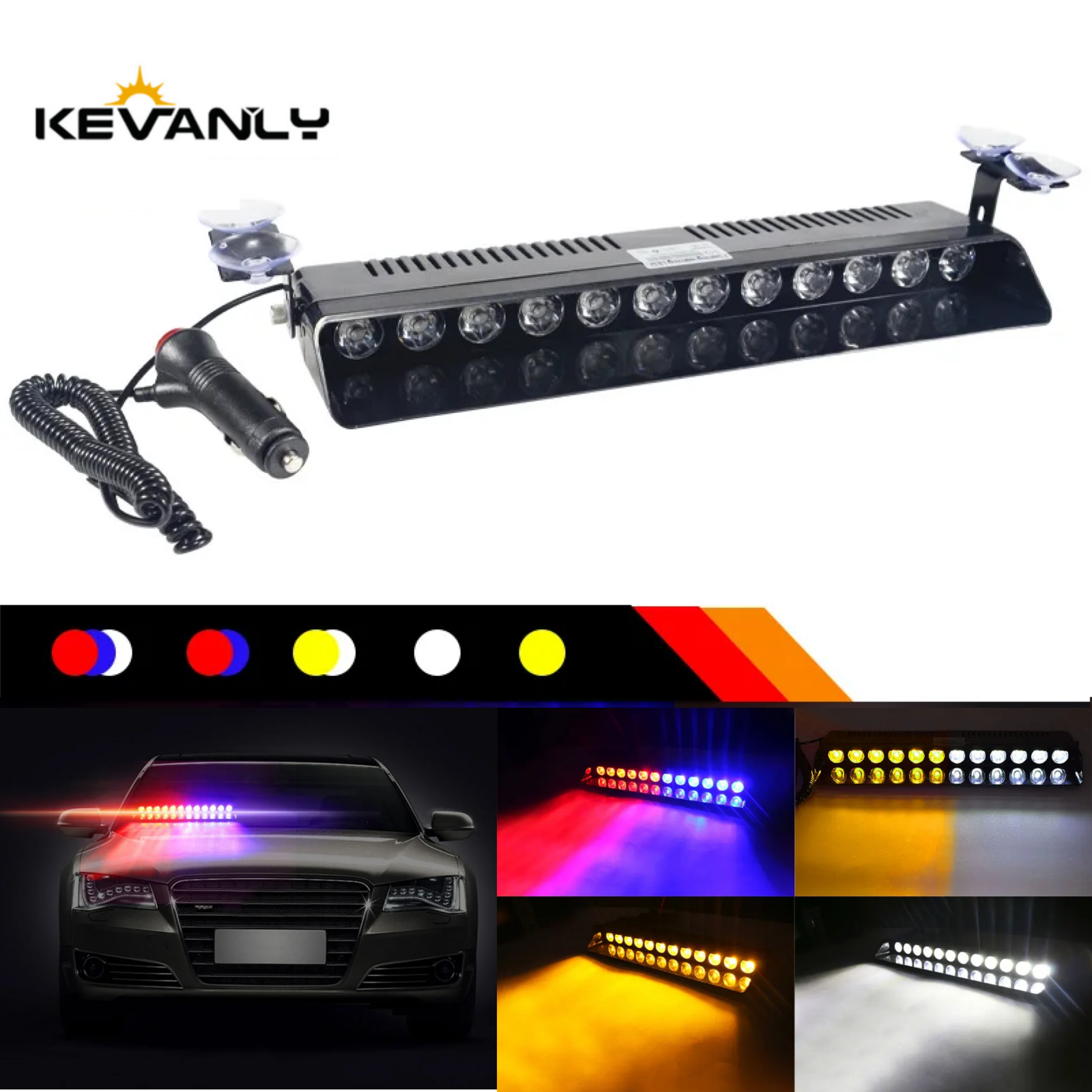12LED 緊急 LED ストロボライト警察車のトラック赤青アンバー白 LED フラッシャービーコン警告ランプ車のライトアセンブリ
