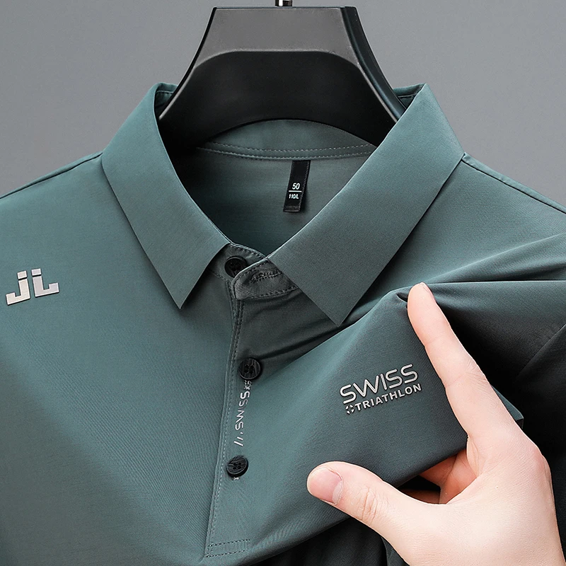 Polo décontracté à manches courtes pour hommes, chemise d'affaires avec badge, haut polyvalent, respirant, confortable, document solide, à la mode, nouveau