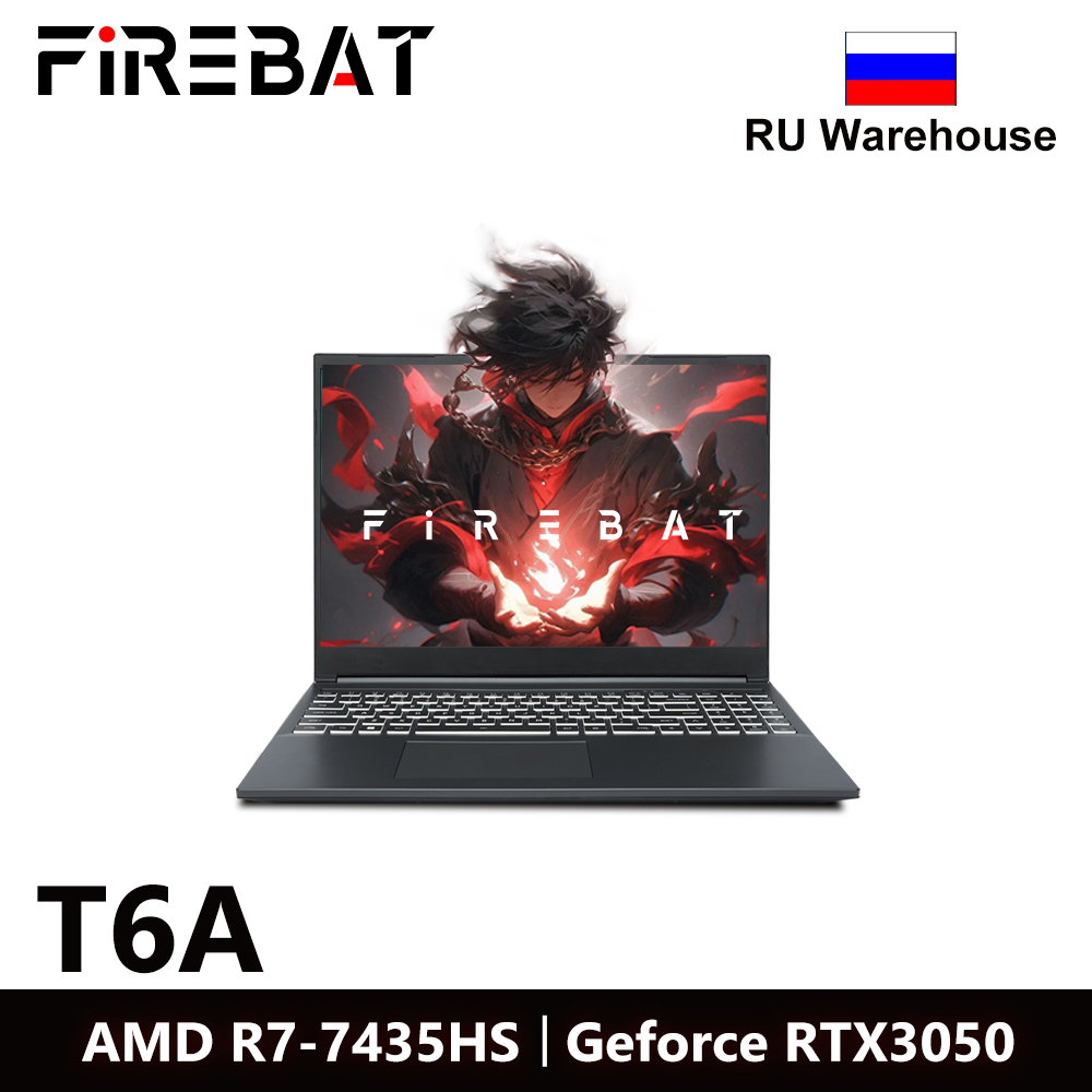 FIREBAT T6A 16 Polegada Geforce RTX 3050 AMD Ryzen7 7435HS DDR5 165Hz FHD Wifi6 BT5.1 16GB 512GB Gaming Gamer Notebook Laptop