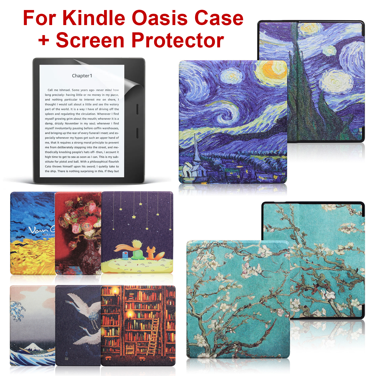 เคสสำหรับ Kindle Oasis 10th Gen 9th 11TH Gen ปกหนังสือหนัง PU 7นิ้ว2023 2019 2017 + ที่ป้องกันหน้าจอออโต้นอนหลับ funda