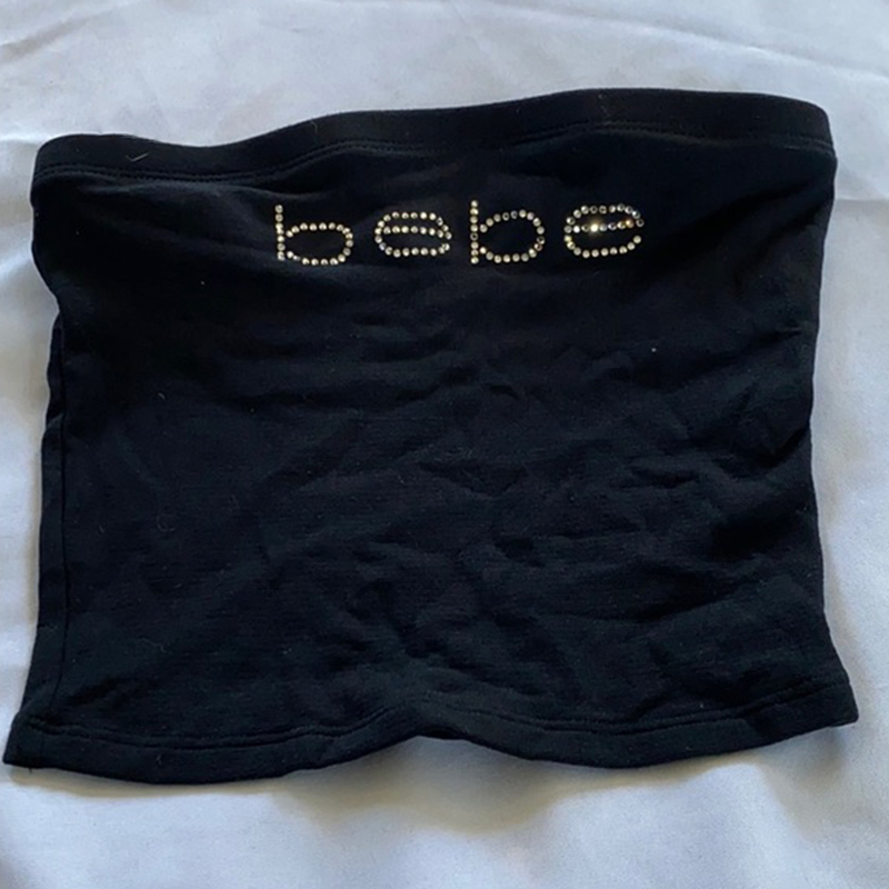 Y2k Strass Bebe Lettera Stampa T-shirt Donna Baby Tee Vintage Estate Punk Casual Crop Top Goth Sexy Senza maniche Tube Top Emo