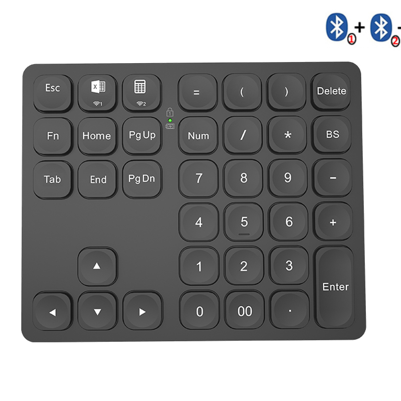 BOW Keyboard angka Bluetooth ganda, papan ketik Digital nomor untuk iPad Laptop Windows ios Slinet dapat diisi ulang