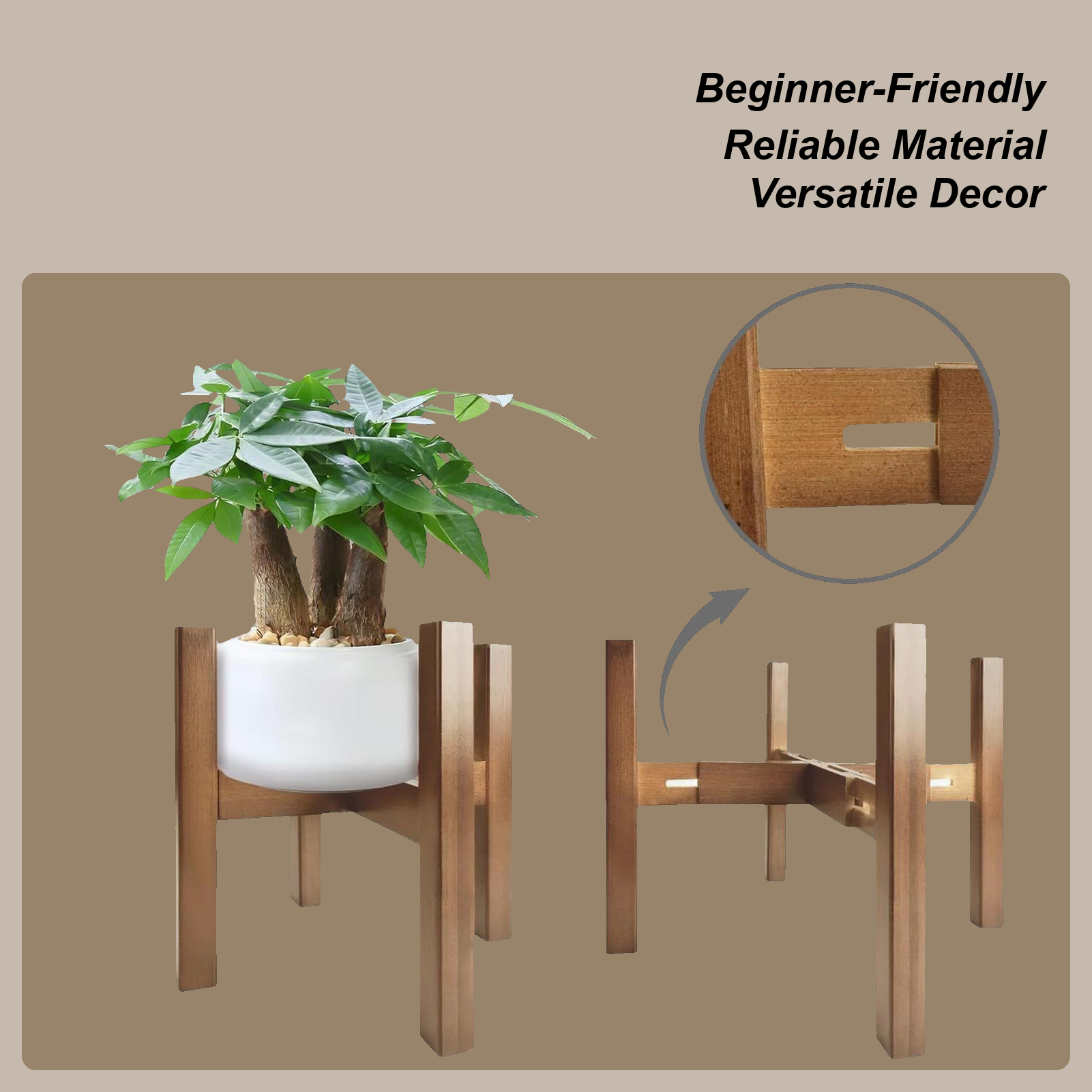 Support pour plantes à quatre pieds, étagères d'angle réglables en bois pour Pot de fleur, meubles de Patio de jardin extérieur