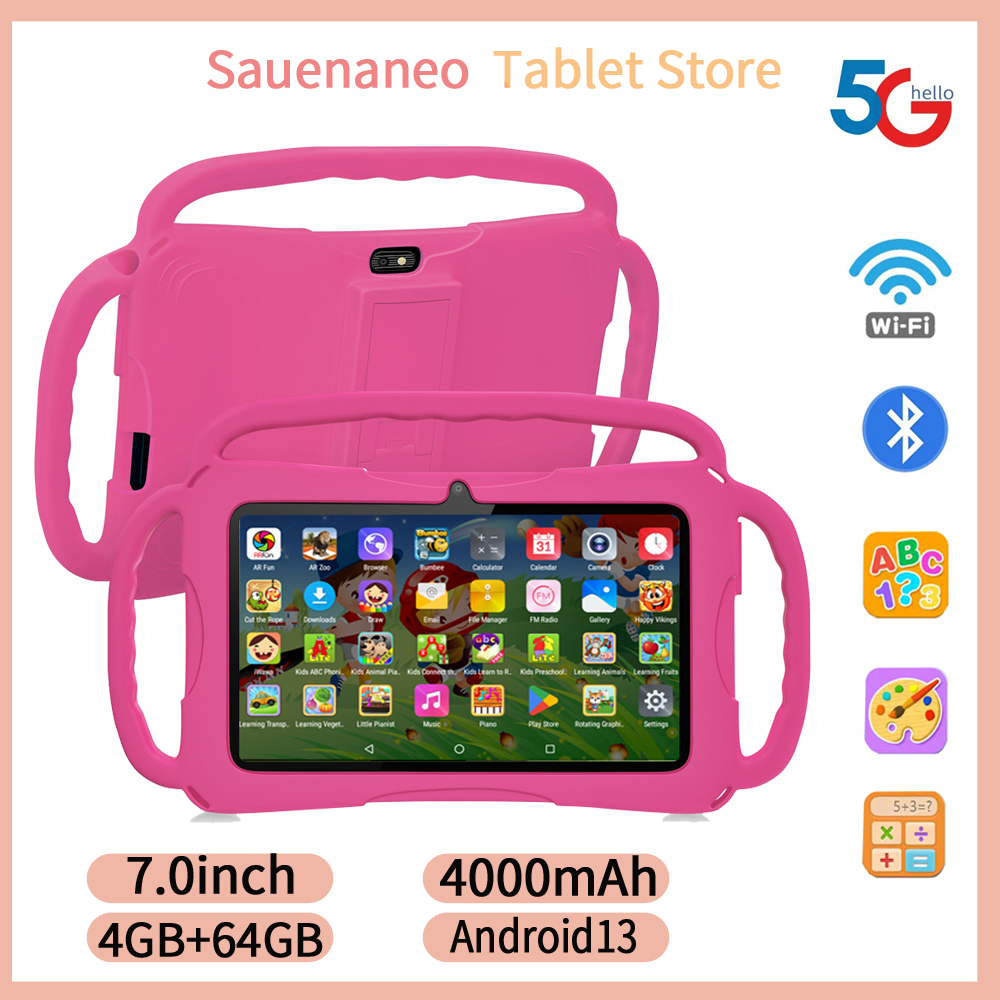 Sauenaneo nouvelle tablette 7 pouces Android 13 4000mAh 4GB RAM 64GB ROM tablette d'apprentissage pour enfants Mini tablette