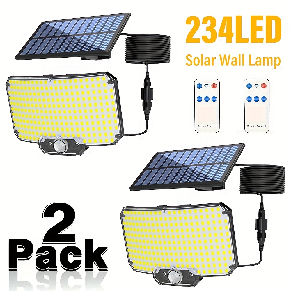 1-2 uds luz Solar superbrillante 234LED, farola con Sensor IR, luz de pared decorativa, múltiples modos de interruptor con Control remoto