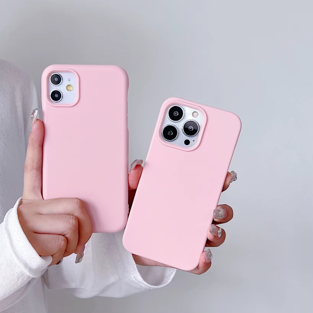 Roze semi-schokbestendig beschermend telefoonhoesje voor iPhone 11 12 13 14 15 16 17 Pro Max Ultradunne duurzame zachte siliconen hoes