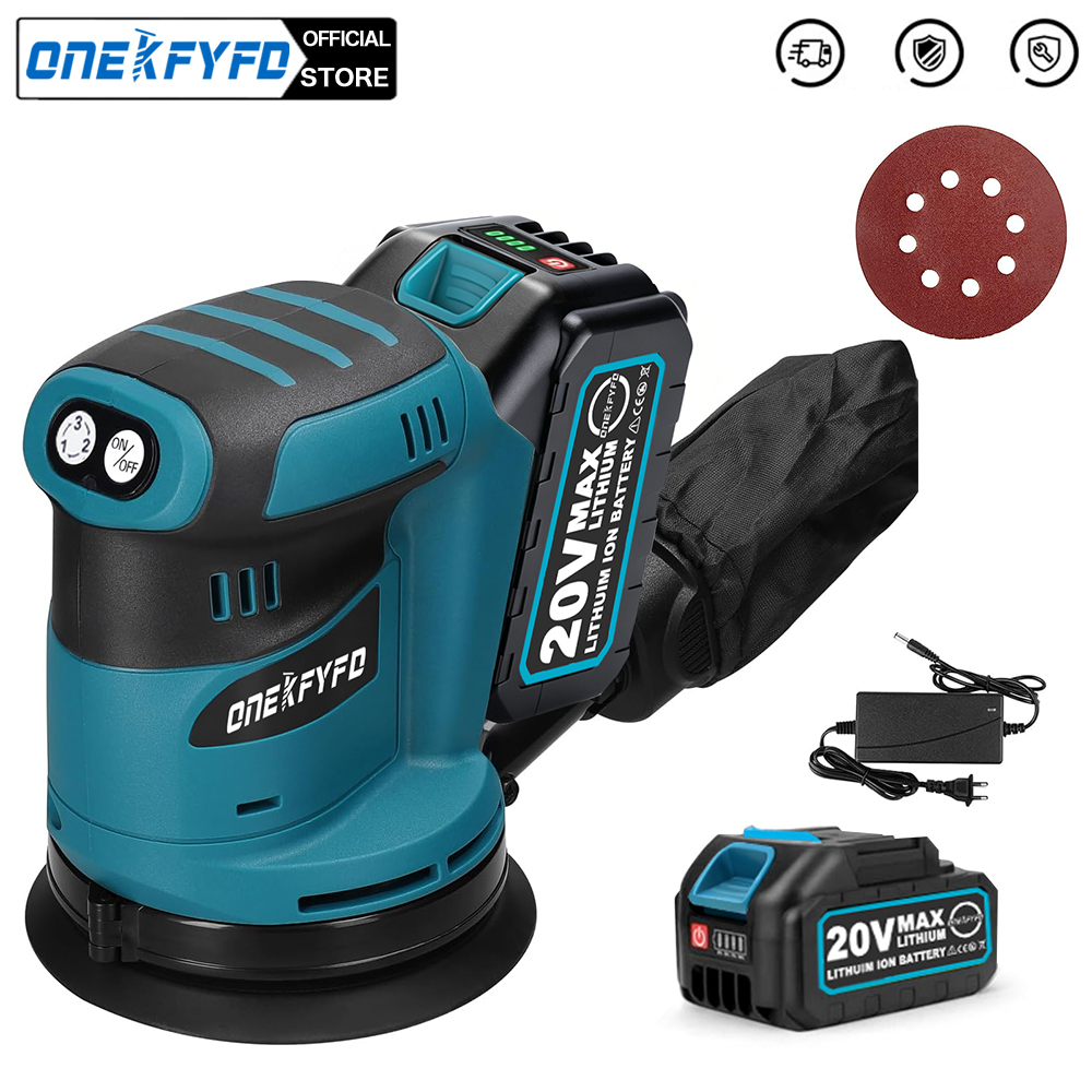 Lixadeira orbital aleatória sem fio de 3 velocidades, moedor de madeira, polimento elétrico com lixa para bateria makita de 18v