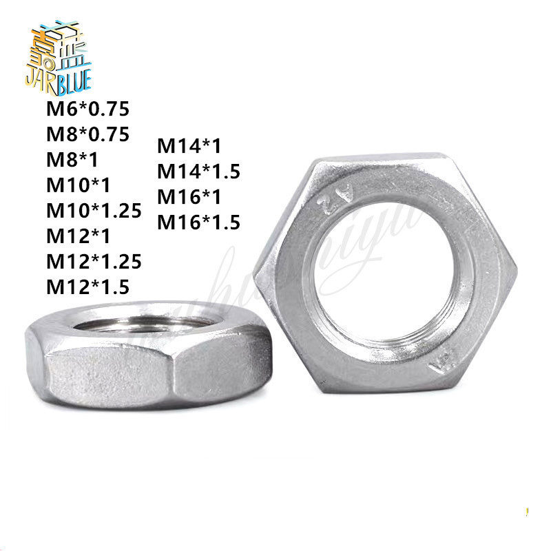 5-10 шт. мелкая резьба M6 M8 M10 M12 M14 M16 шаг 0,75/1/1,25/1,5 304 A2 нержавеющая сталь плоская шестигранная шестигранная тонкая глухая гайка DIN439