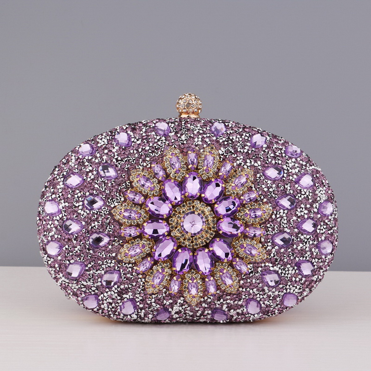 Borse da sera con strass a forma di fiore Pochette da ballo in metallo Pochette con diamanti con borse a tracolla a catena Borsa da donna da sposa