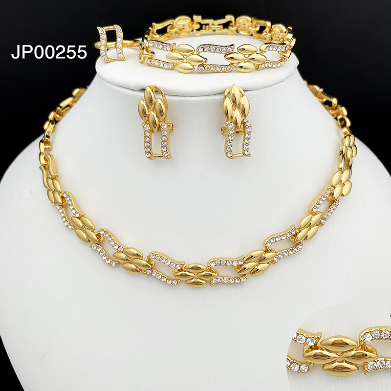 Ensemble de bijoux couleur or de dubaï, collier et boucles d'oreilles cubains pour femmes, bijoux de mariage, cadeau de fête de Banquet