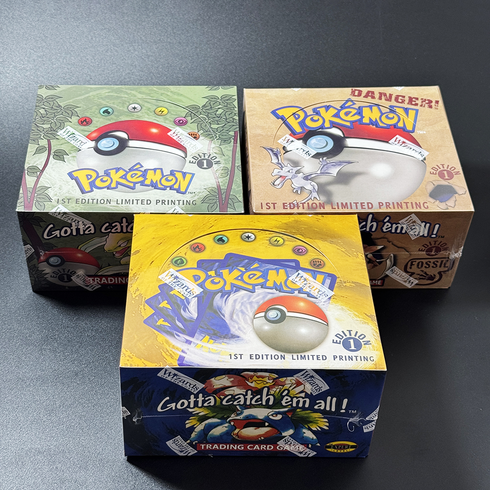 Pokémon Base set-Jungle-Fossil Booster Box TCG 1. Edycja 36 Paczek Charizard Blastoise Venusaur Flareon Aerodactyl Zapdos