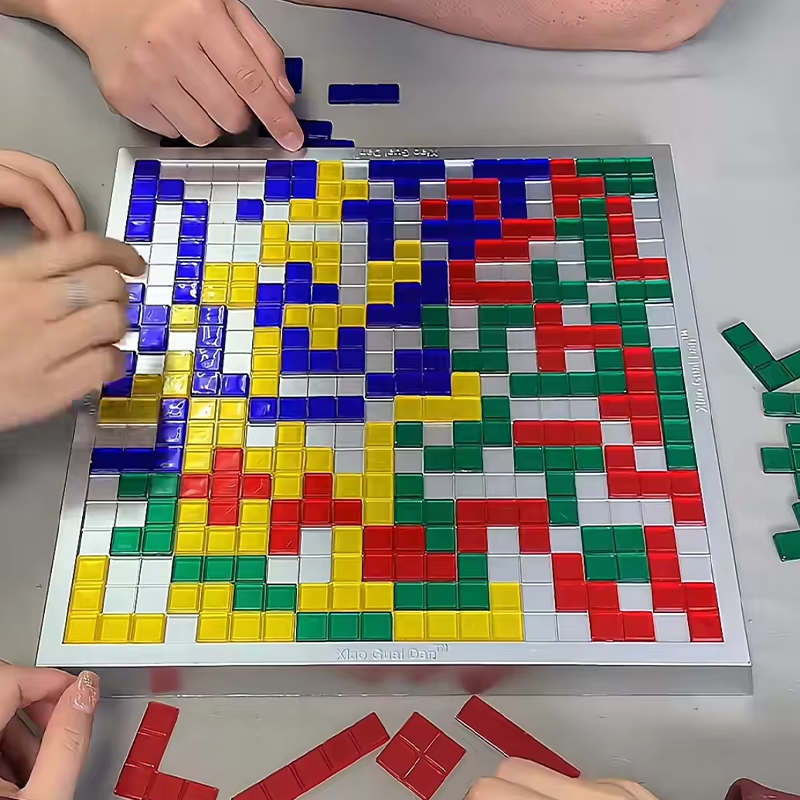 Jeu de société éducatif de stratégie intellectuelle, jeu de carrés colorés, pour fêtes de famille, jeux de puzzle de table d'intérieur
