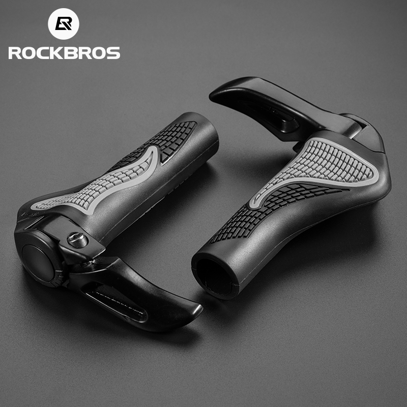 ROCKBROS MTB Pegangan Sepeda Tanduk Shofar Wakil Pegangan Sepeda Tahan Benturan Pegangan Sepeda Tahan Debu Karet Terkunci Bilateral