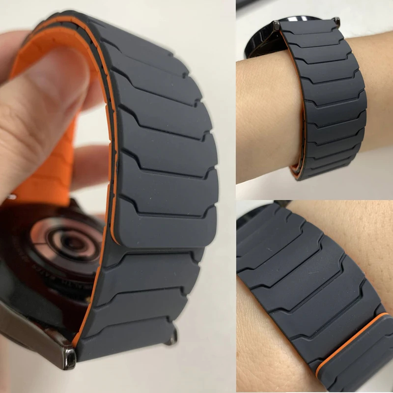 Pulseira Magnética de 20/22mm para Huami AMAZFIT BIP 6 5 UNITY, Faixa de Silicone para GTR 4/3/3 Pro 2e GTS 4 mini 3 BALANCE, Pulseira Esportiva