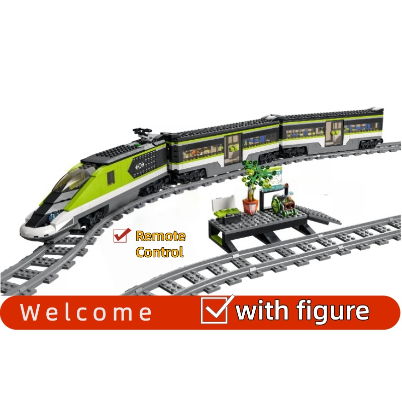 Novo Modelo de Trem de Passageiros Controlado Remotamente MOC City, Blocos de Construção para Decoração de Casa, Presentes de Férias para Meninos e Meninas