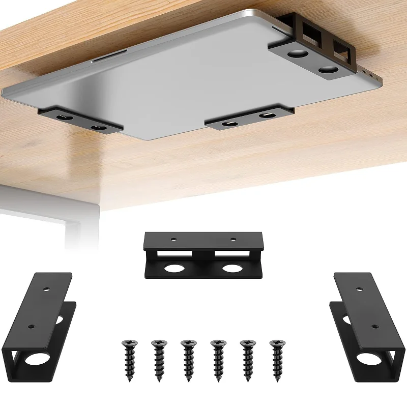 Supporto per Laptop da Scrivania in Metallo, Mensola Sottoscrivania per Laptop, Mac Mini, Macbook, Tastiera con Silicone Anti-Graffio
