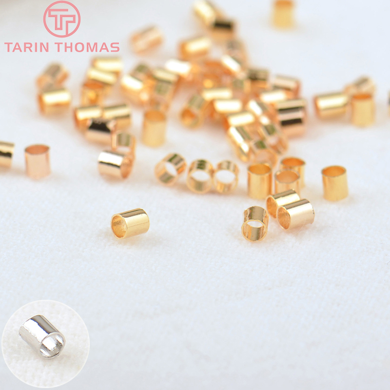 (3357)5g 1.5MM 2MM 2.5MM 24K Goud Kleur Messing Bevestigingsmiddelen Sluitingen Crimp Tube End kralen Hoge Kwaliteit Sieraden Bevindingen