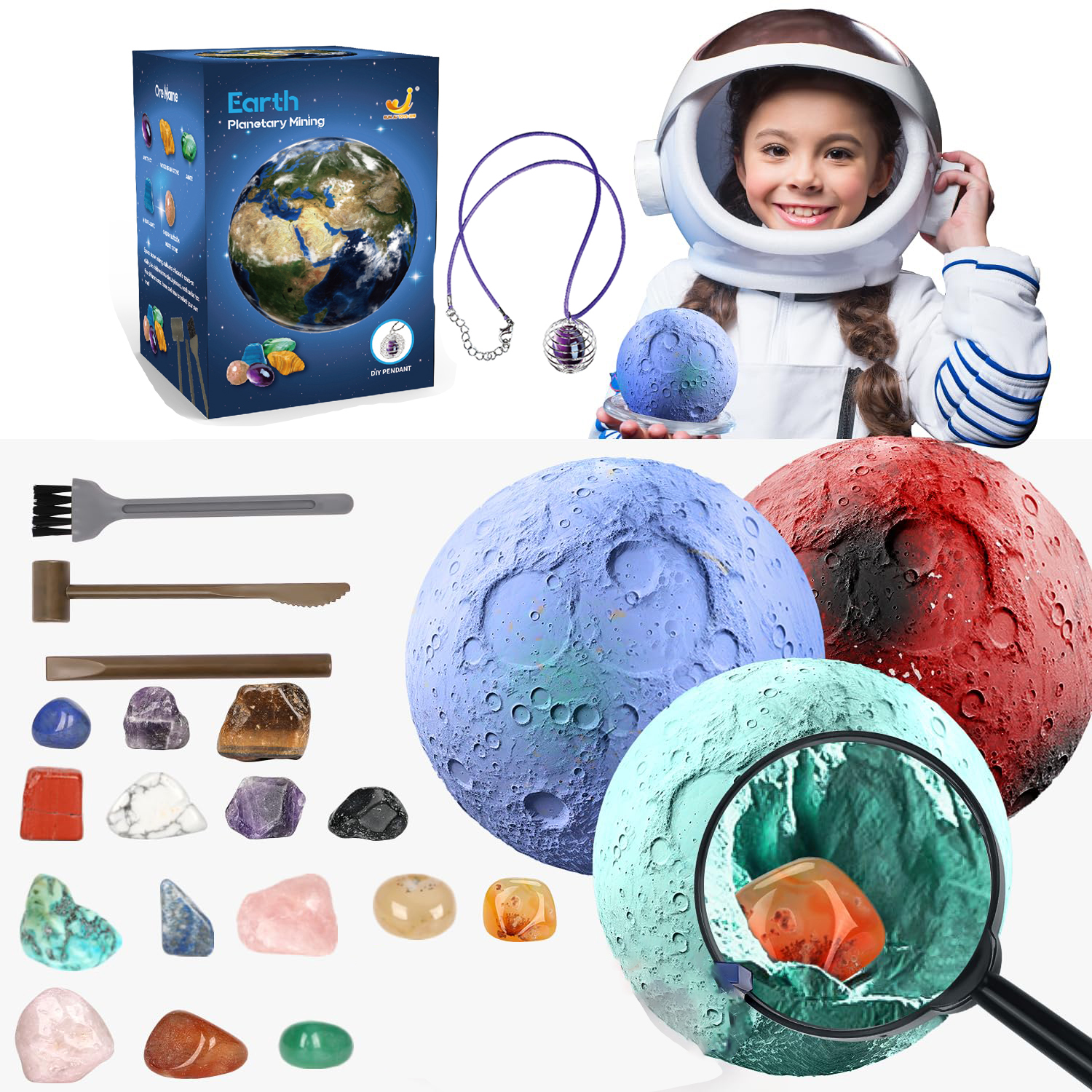 Arqueologia das crianças escavando tesouro planeta gem minério exploração do sistema solar mineração ciência educação brinquedos educativos
