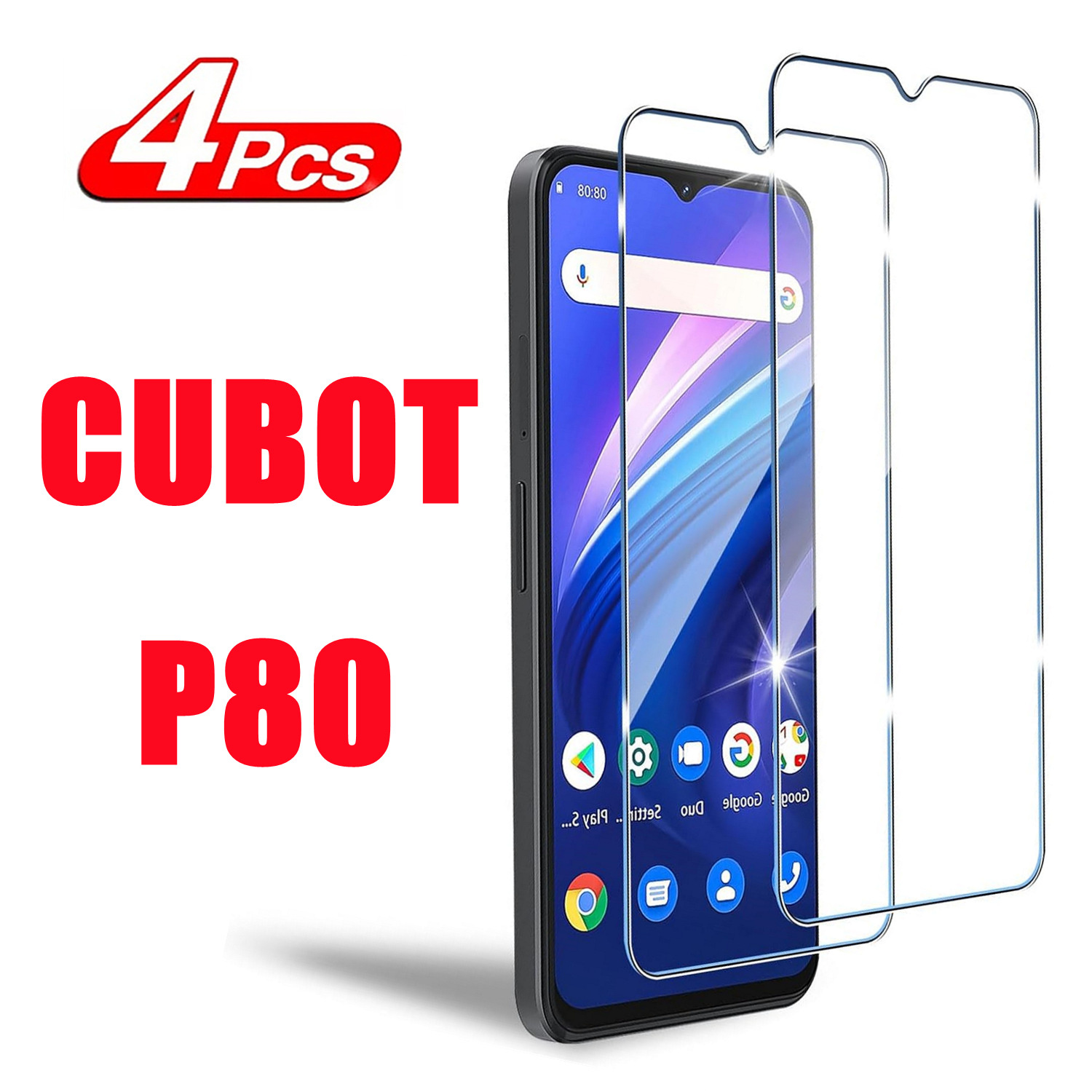 Film en verre trempé 9H pour Cubot P80 2/4 pièces, protecteur d'écran HD