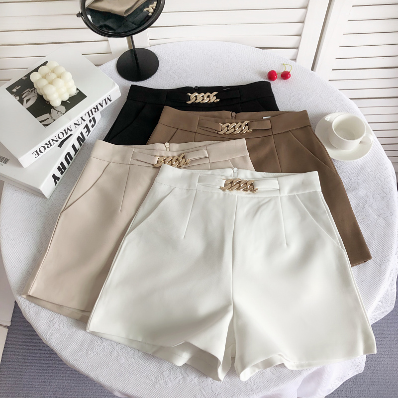 ITOOLIN Casual Fashion Women Chain Suit Shorts High Waist Slim A-line Shorts Office Loose Straight Trousers Women 2025 Summer