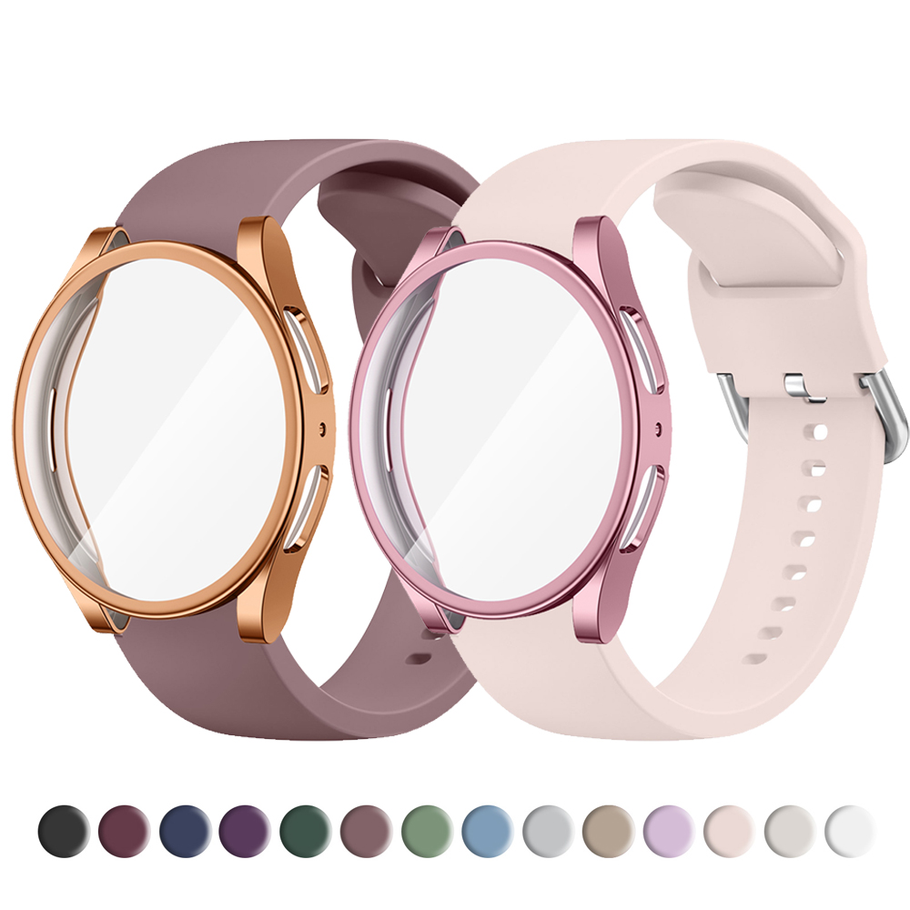Funda de TPU + correa de silicona para Samsung Galaxy Watch 4, 5, 6, 7, 40mm, 44mm, cubierta protectora de pantalla, parachoques para Galaxy Watch 4, 5, 6, 7