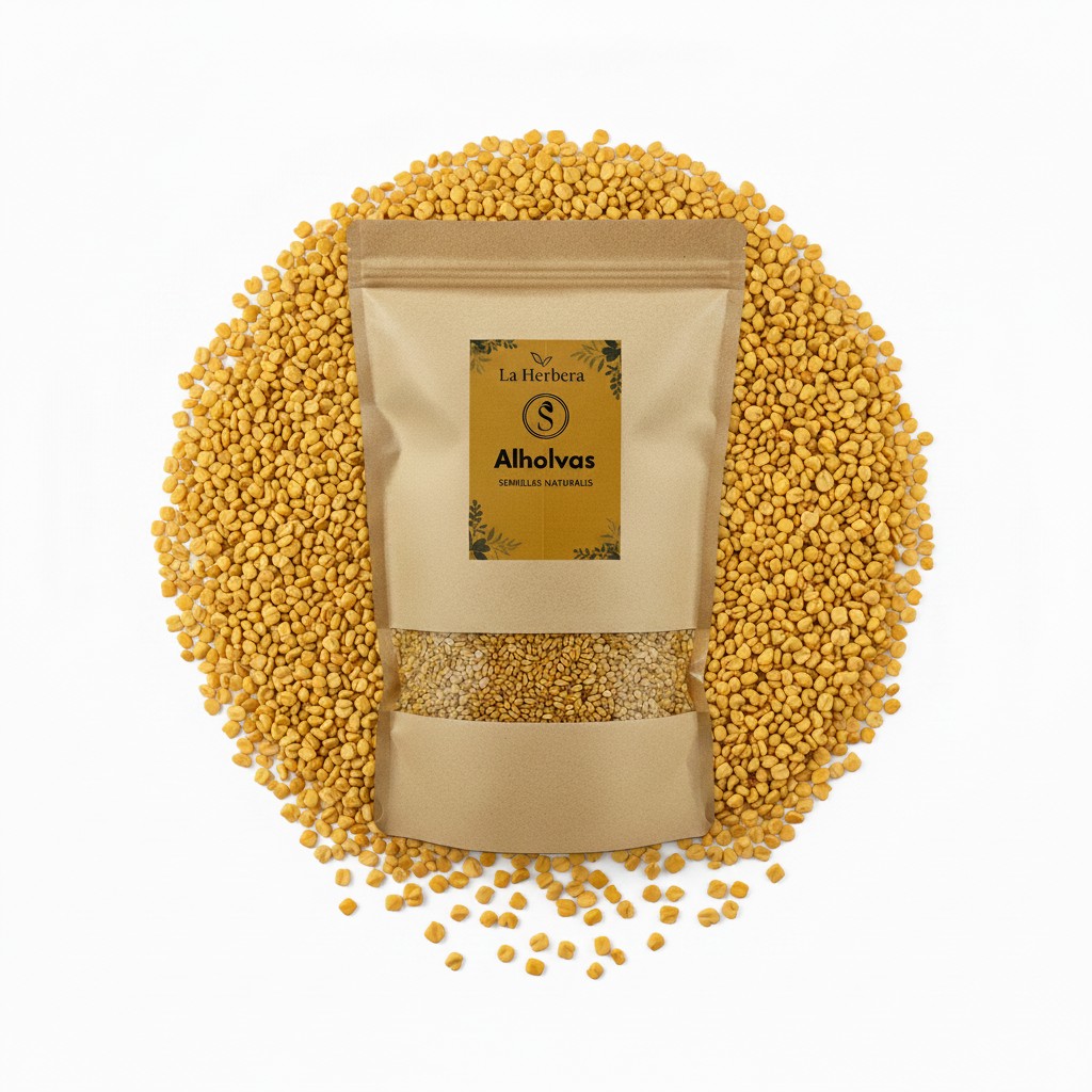 La Herbera |   Semillas enteras de fenogreco (Trigonella foenum-graecum), fenogreco, heno griego, alforva |   cocina, condimento, infusión |   especias a granel |   Selección artesanal envasada en España, Fenogreco entero, Fenogreco seco