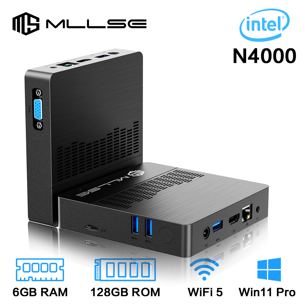 MLLSE Mini PC M2 Air Intel Gemini Lake N4000 Windows 11 6GB RAM 128GB ROM WiFi de doble banda Bluetooth USB Mini ordenador