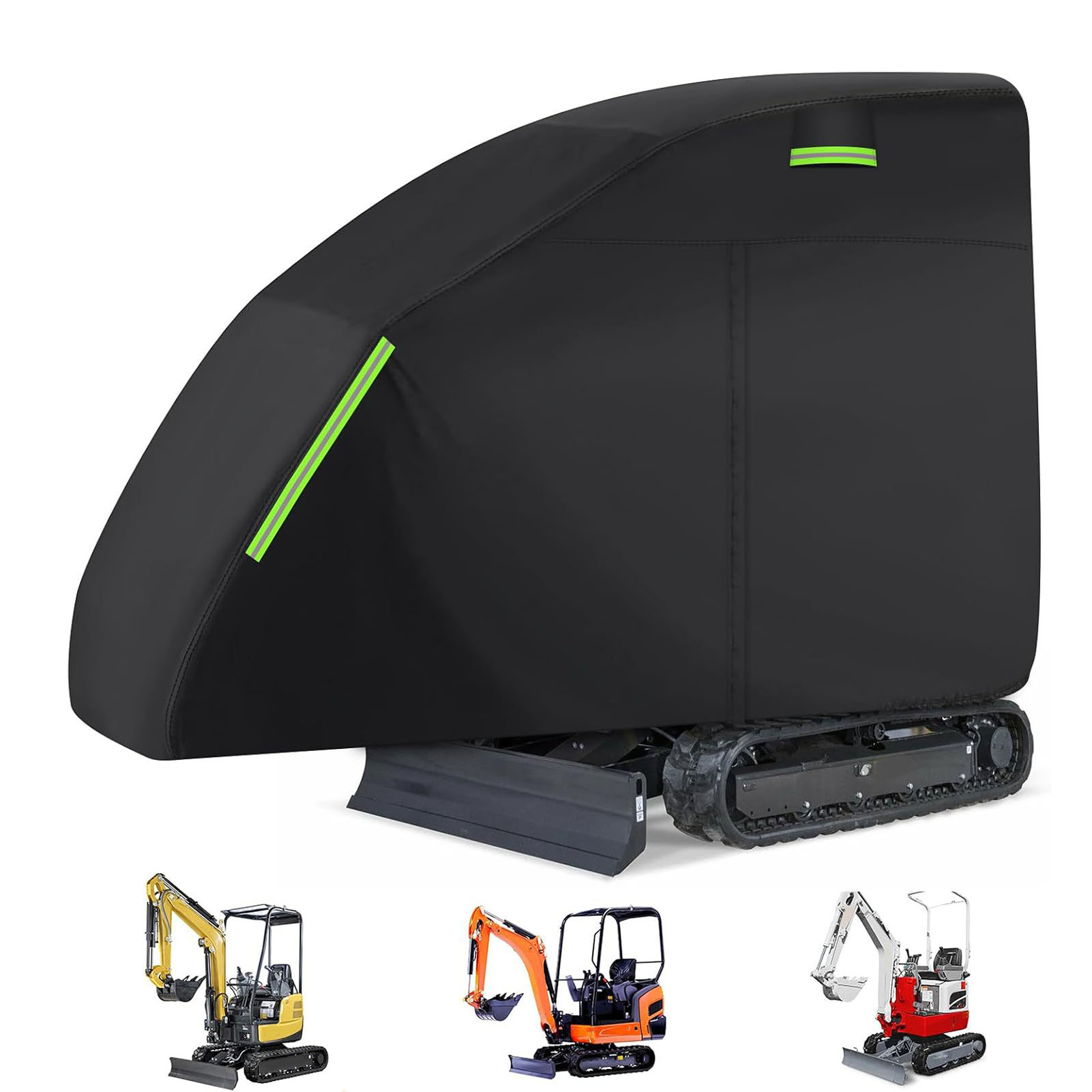 Mini Excavator Cover Fit for Bobcat E20 1760-3530lbs Water Proof 210D Oxford Fabric Zippered Exterior Accessories Black New