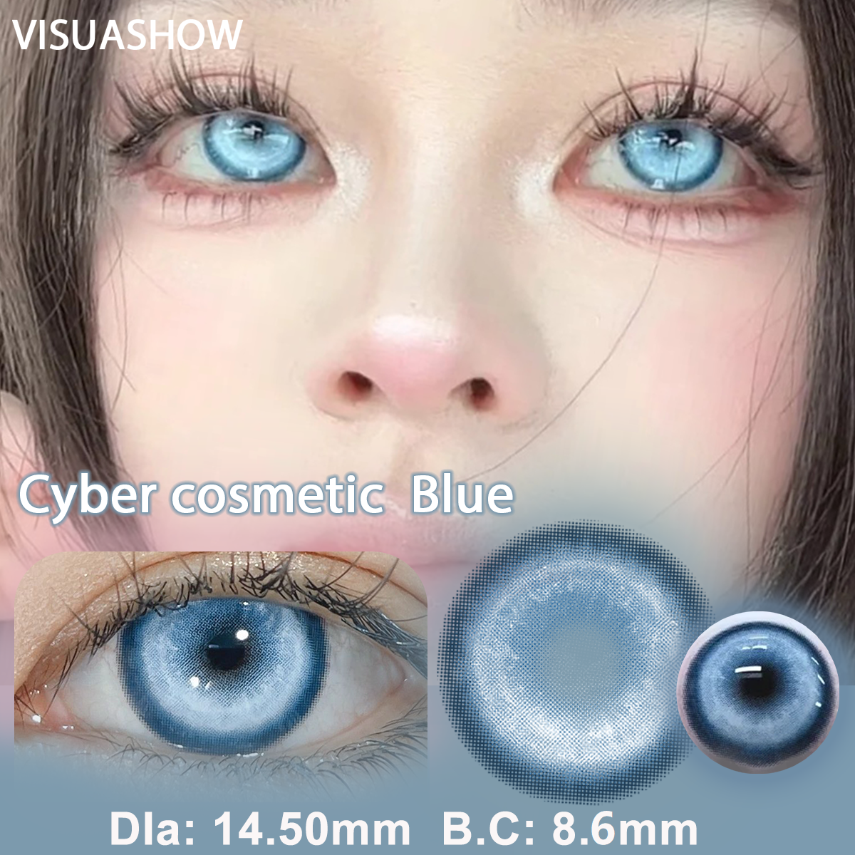 VISUASHOW Cyber คอสเพลย์คอนแทคเลนส์สี 2 ชิ้น Amine น่ารักสีเลนส์ครึ่งรายปี Moco Jelly นุ่มสีคอนแทคเลนส์สําหรับ Eye
