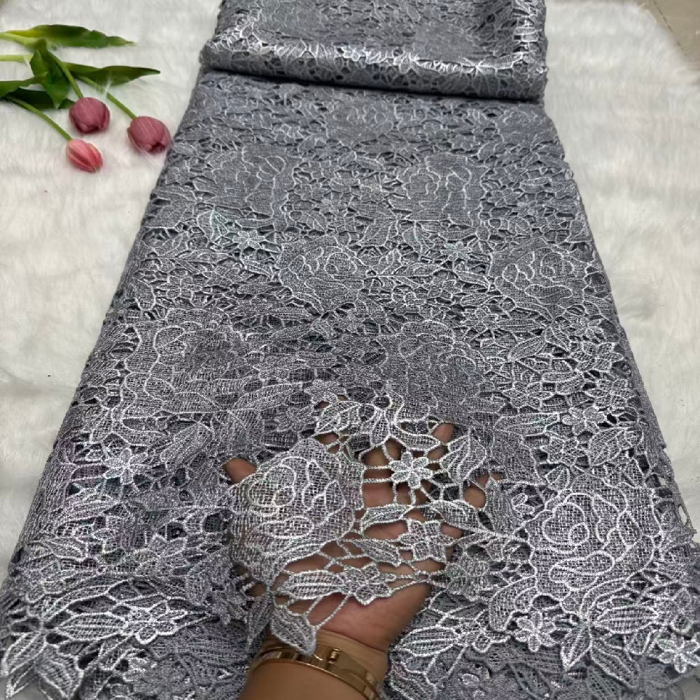 Tela de encaje de cordón de guipur africano, bordado de alta calidad, tela de encaje de guipur francés africano para mujeres de fiesta