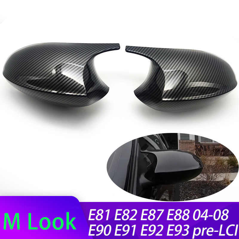 Substituição espelho retrovisor lateral cobre tampa para bmw e90 e91 e92 e93 e81 e87 e82 e88 3 1 série m acessórios de fibra carbono brilhante