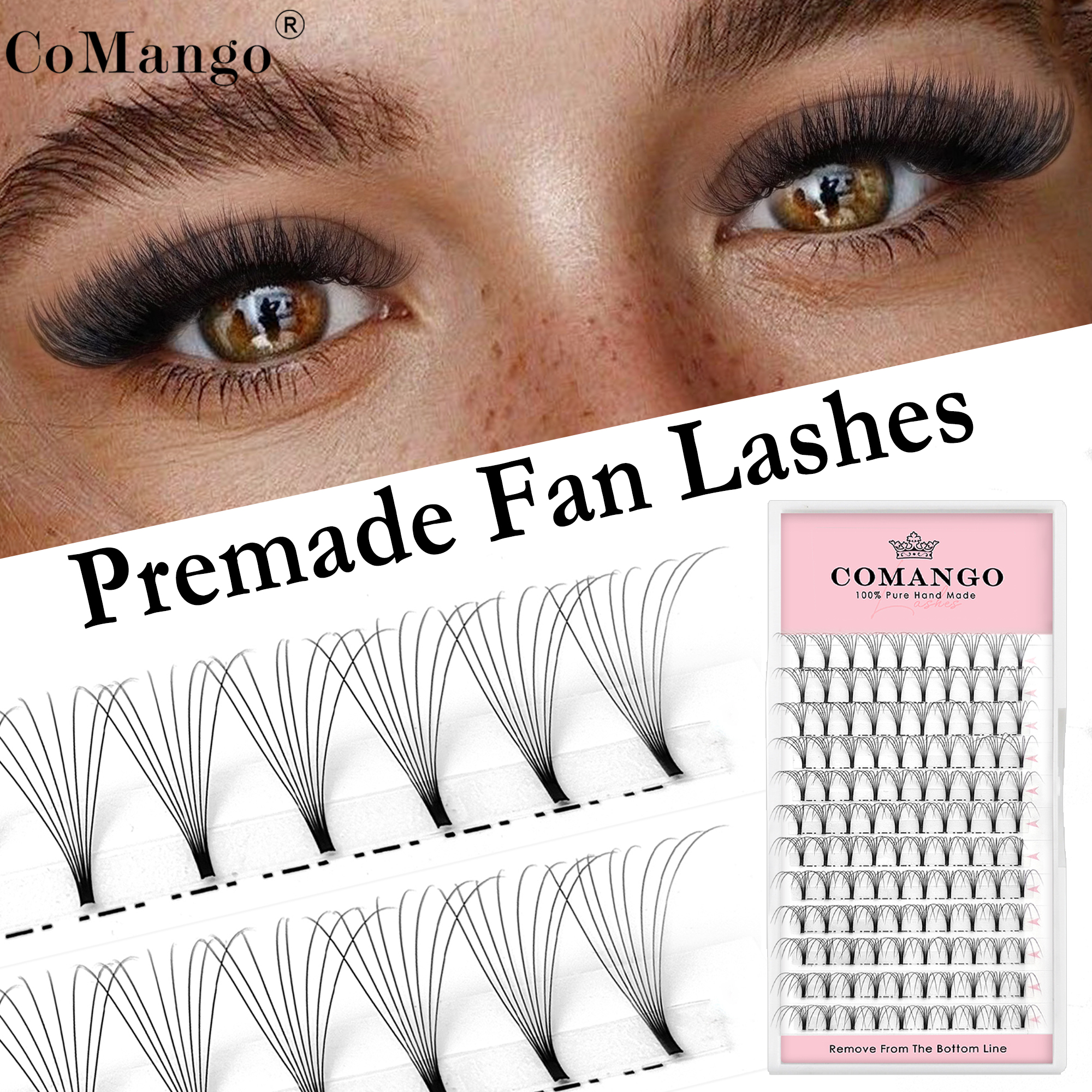CoMango สั้น Eyelash Extension Premade ปริมาณแฟน 3d/4d/5d/6d/10d กว้างรัสเซีย Eyelash Extension Mink Eyelash Extension