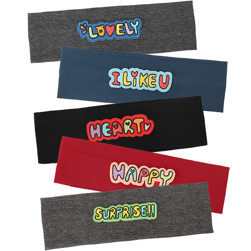 Geebo bando huruf Turban bayi perempuan, aksesori rambut bando lembut warna permen katun elastis