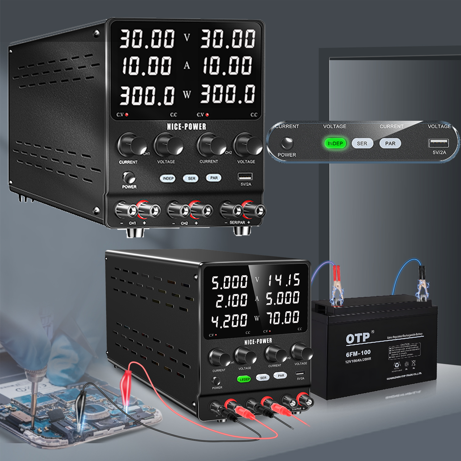 NICE-Power – alimentation double laboratoire, 30V, 10a, réglable, 3 canaux, 60V, 120V, 240V, pour banc numérique, série Multiple parallèle