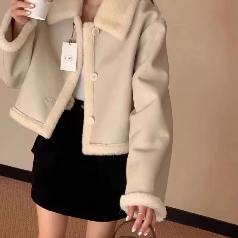 MD-ショートファー一体型ラペルアウター,新しいファッション,秋冬