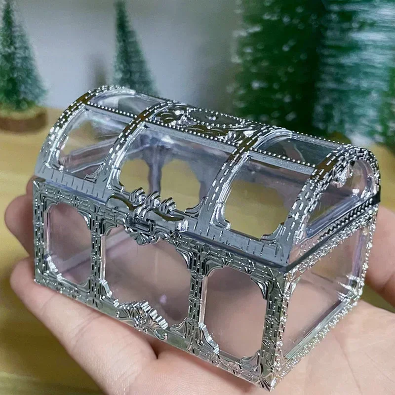 Винтажная прозрачная пиратская коробка для хранения сокровищ, шкатулка для драгоценностей с кристаллами, органайзер для хранения, брелок, сундук с сокровищами на память