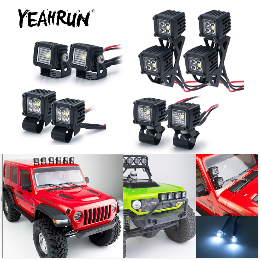 YEAHRUN luces laterales parachoques portaequipajes montaje de foco juego de lámparas LED para 1/10 1/8 1/12 1/14 1/18 1/24 coche trepador de control remoto piezas de camiones