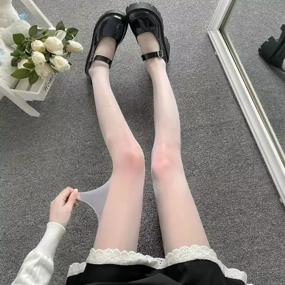 New Women Sexy Tights Hosiery Black White Stockings High Waist Lolita Pantyhose Thigh High Anime Cosplay Costumes Accessories