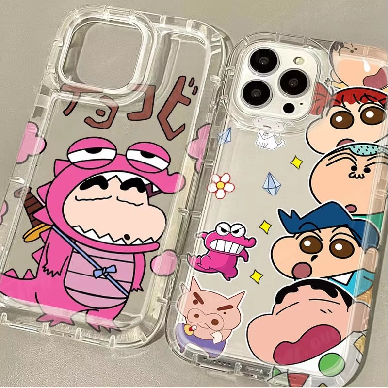 Прекрасный чехол для телефона C-Crayon S-ShinChan для iPhone 16, 15, 14, 13, 12, 11 Pro Max 7, 8 Plus X XR XSMax, подушка безопасности, прозрачная задняя крышка с защитой от падения